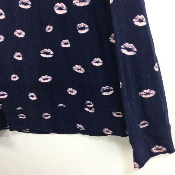 Joie Annora B Lipstick Lips Printed Pullover Sweatshirt Navy Blue Pink S NWT - Picture 6 of 8